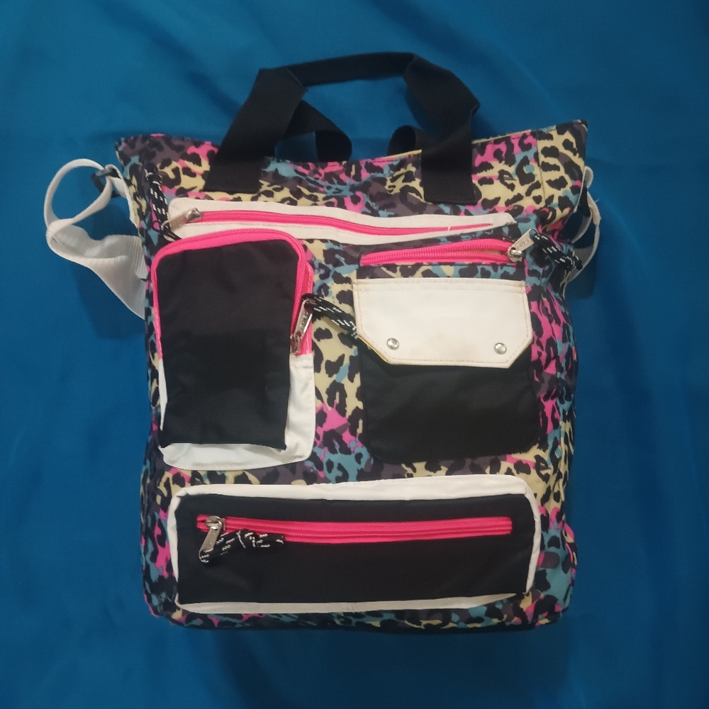 Vibrant Multicolor Leopard Print Backpack - image 1